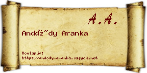 Andódy Aranka névjegykártya